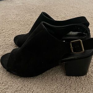 Black Open-Toe Ankle Boots - Very Comfortable - Size 8
